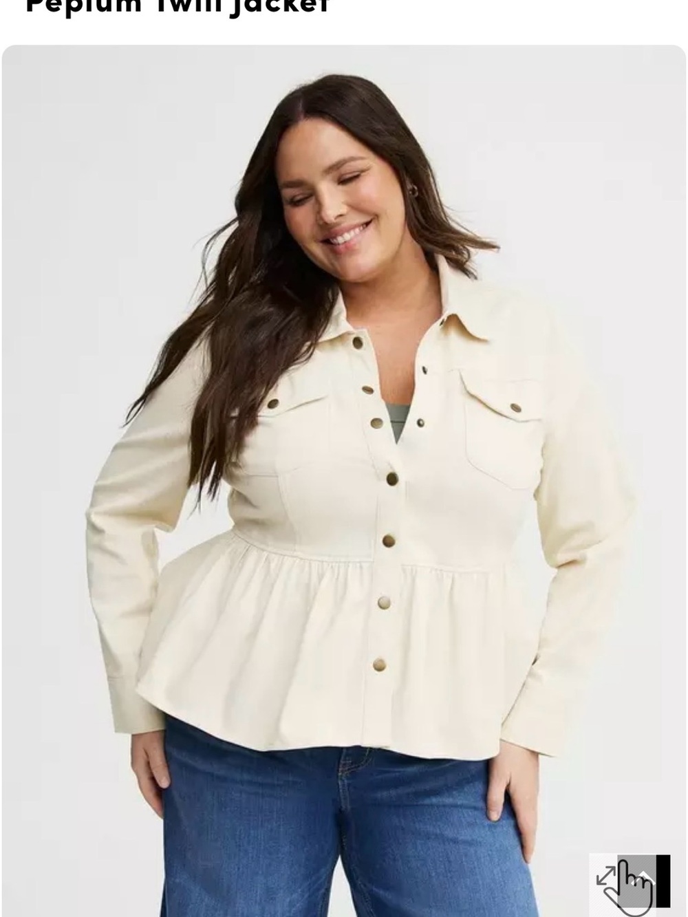 Torrid Cream Twill Peplum Jacket